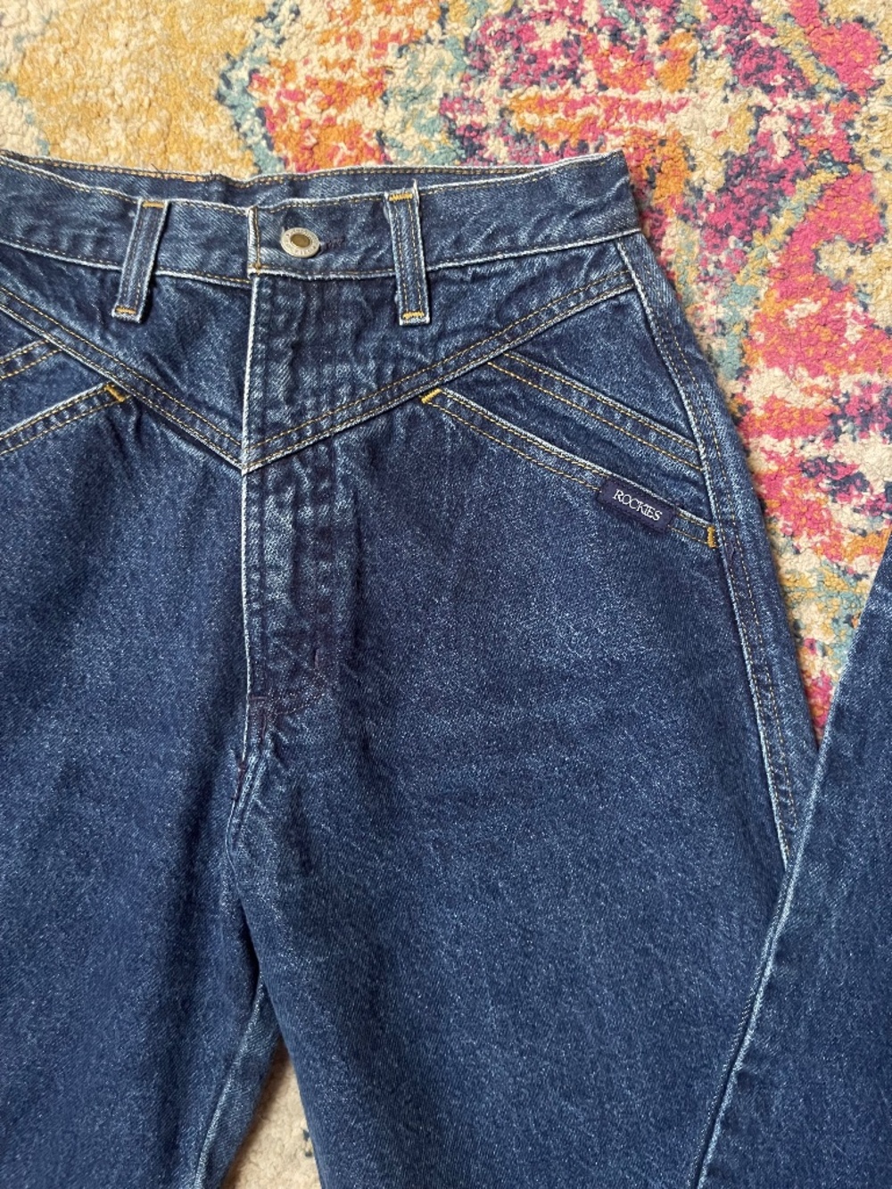 Vintage Rockies Jeans WOMENS 27x36 Wash Blue High Rise Mom Tapered 90s Western‎